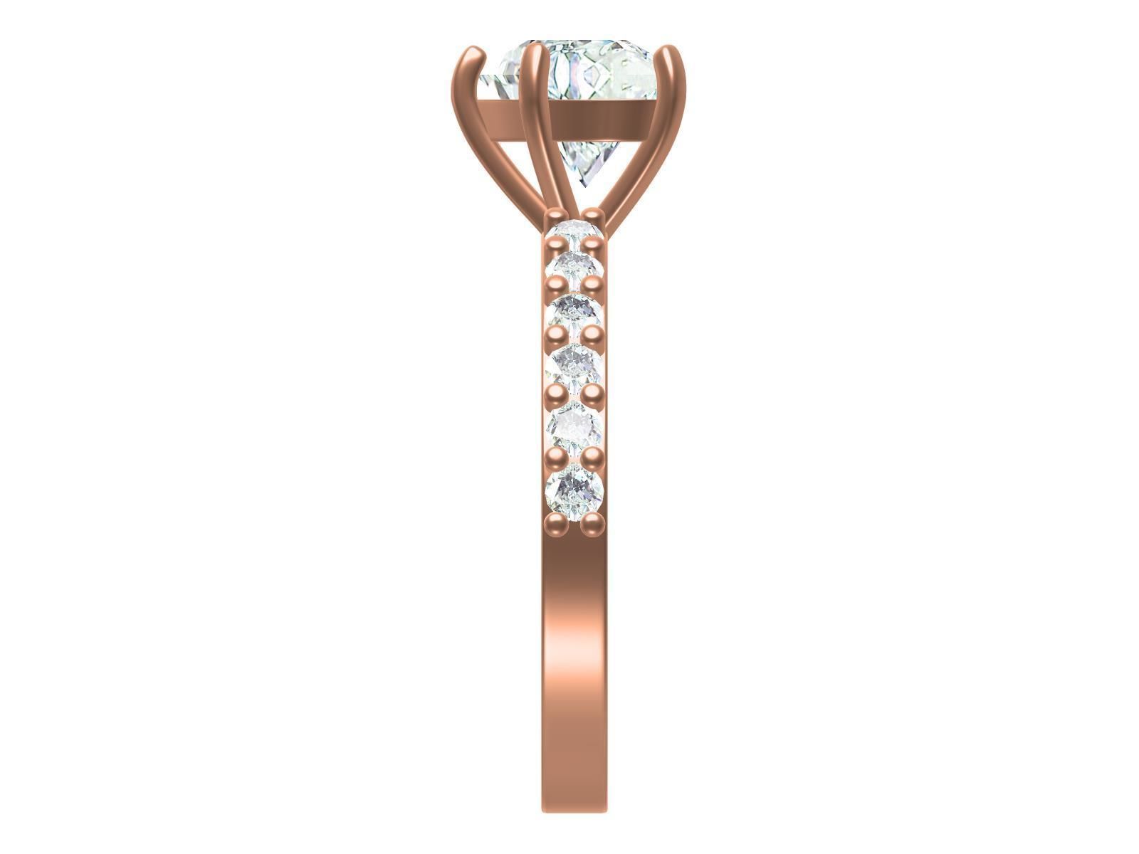 Heart Shape Cut Diamond Solitaire Ring 3D print model_4
