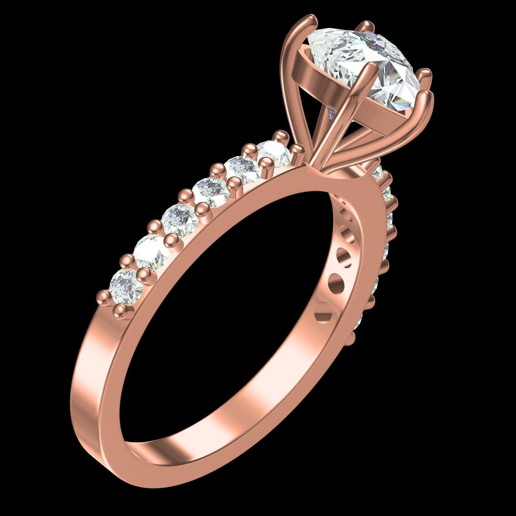 Heart Shape Cut Diamond Solitaire Ring 3D print model_12