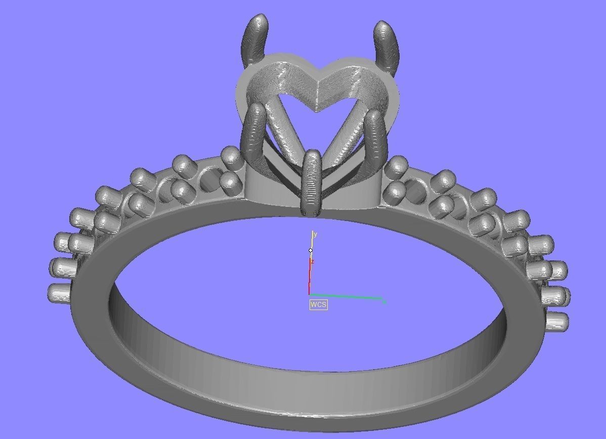 Heart Shape Cut Diamond Solitaire Ring 3D print model_15