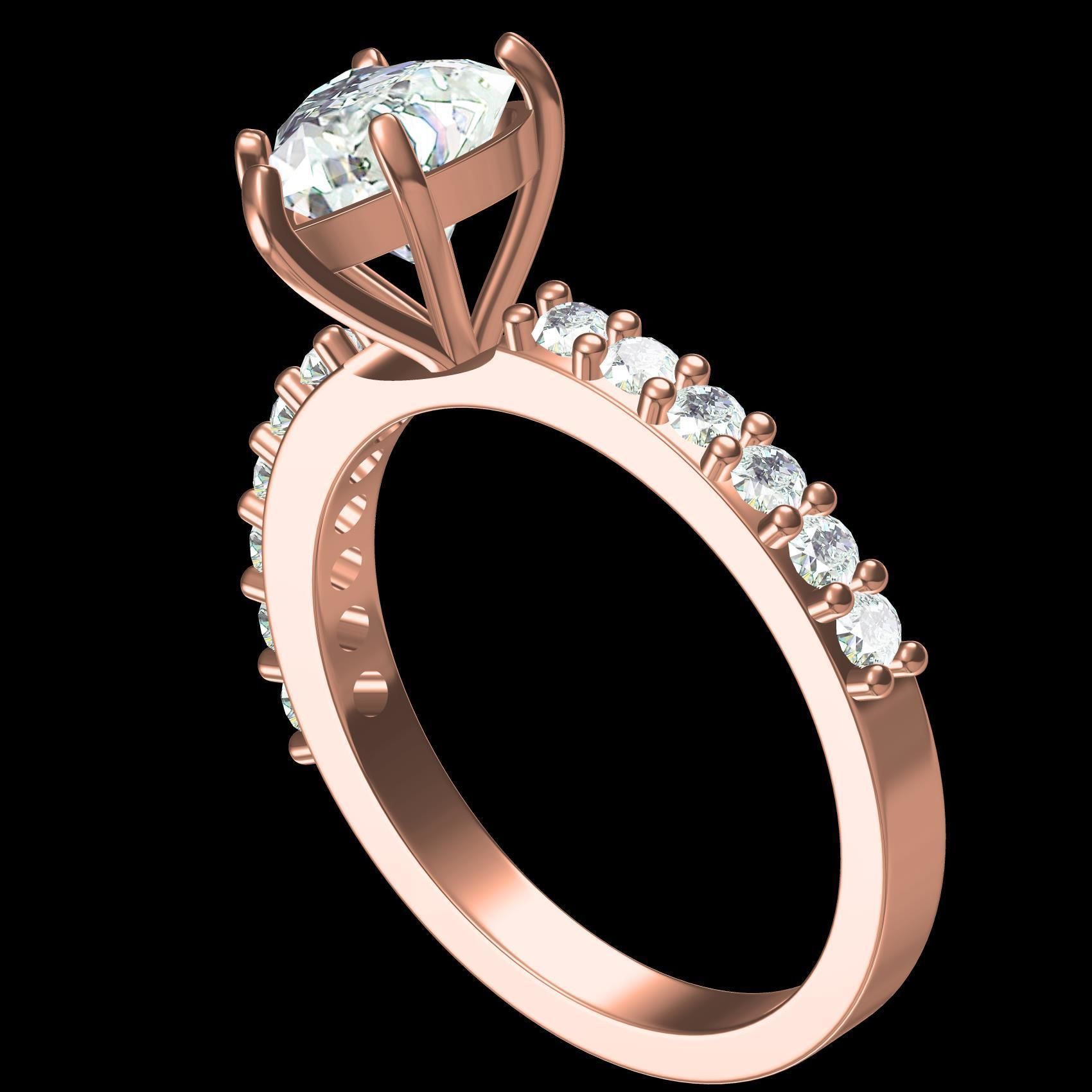 Heart Shape Cut Diamond Solitaire Ring 3D print model_11