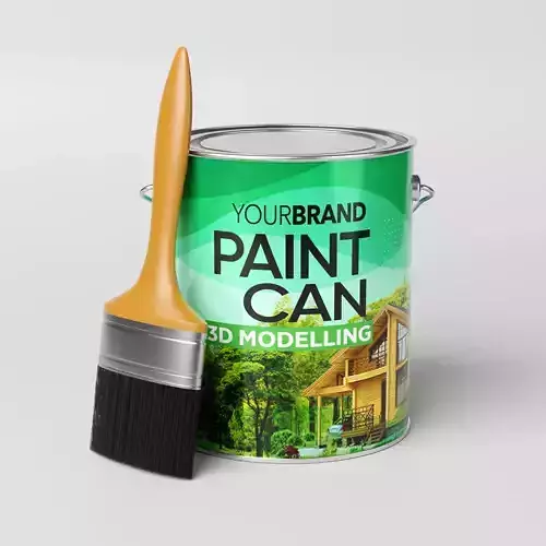 Paint Can with Paint Brush 3D model