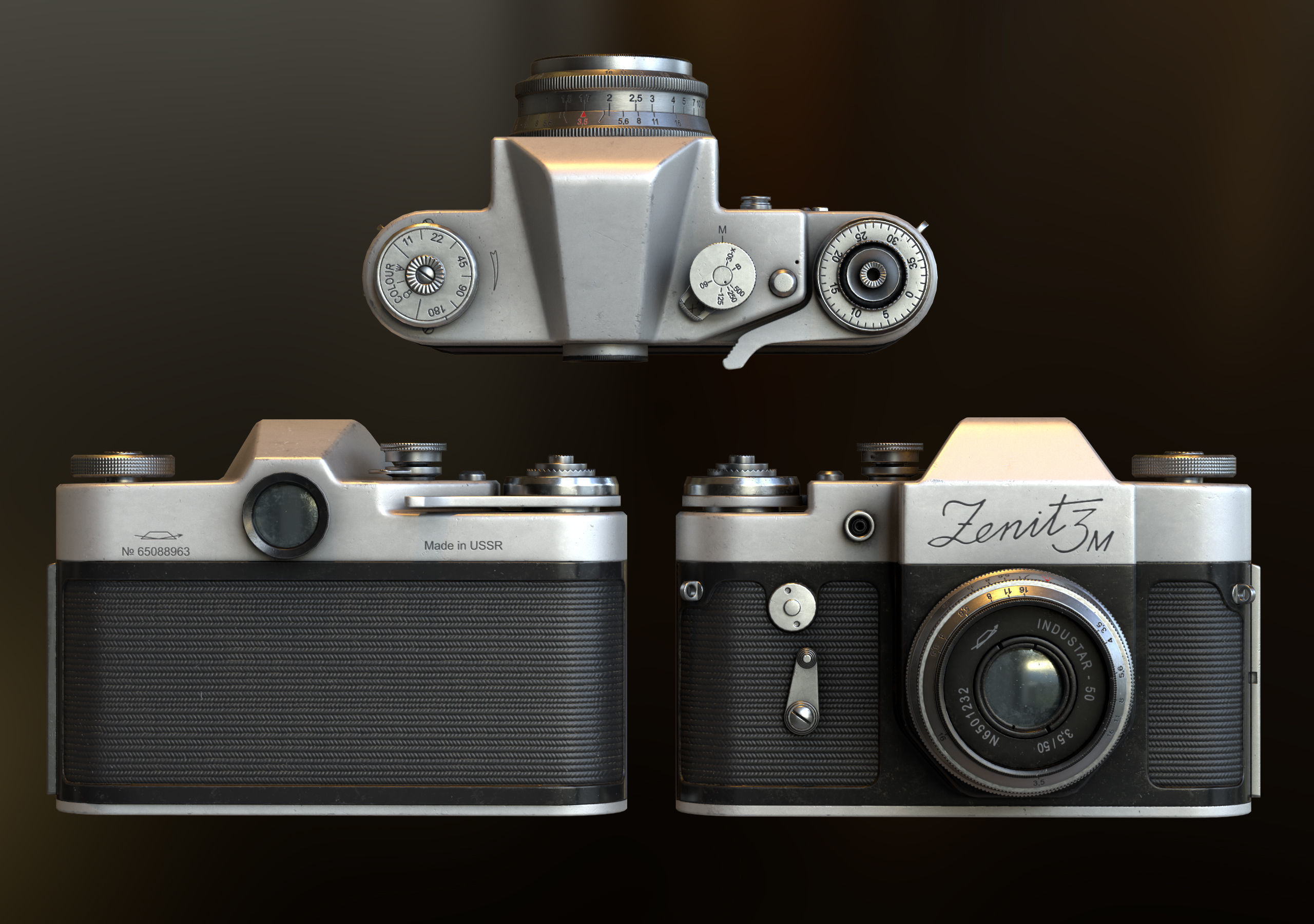 Camera Zenit 3M Low-poly 3D model_2