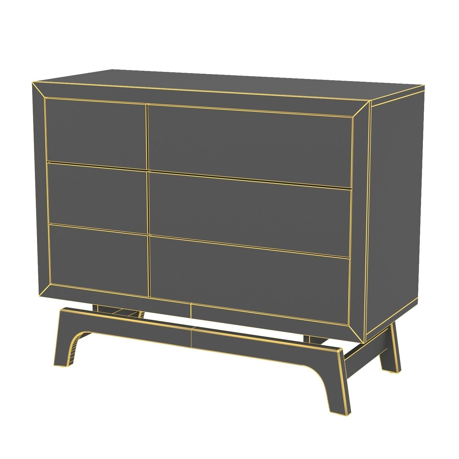 Baxton Svante Mid-Century Modern Multicolor 6-Drawer Chest 3D model_5