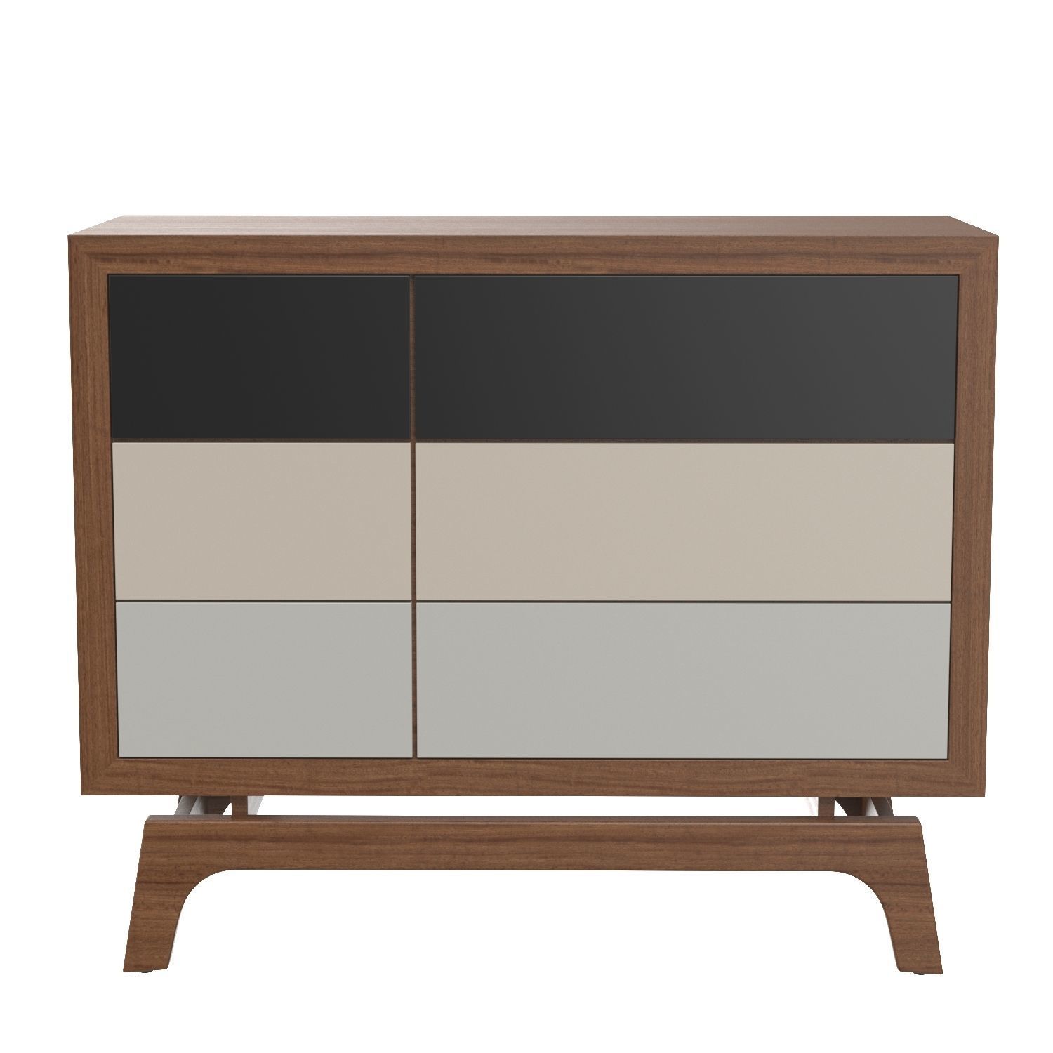 Baxton Svante Mid-Century Modern Multicolor 6-Drawer Chest 3D model_4