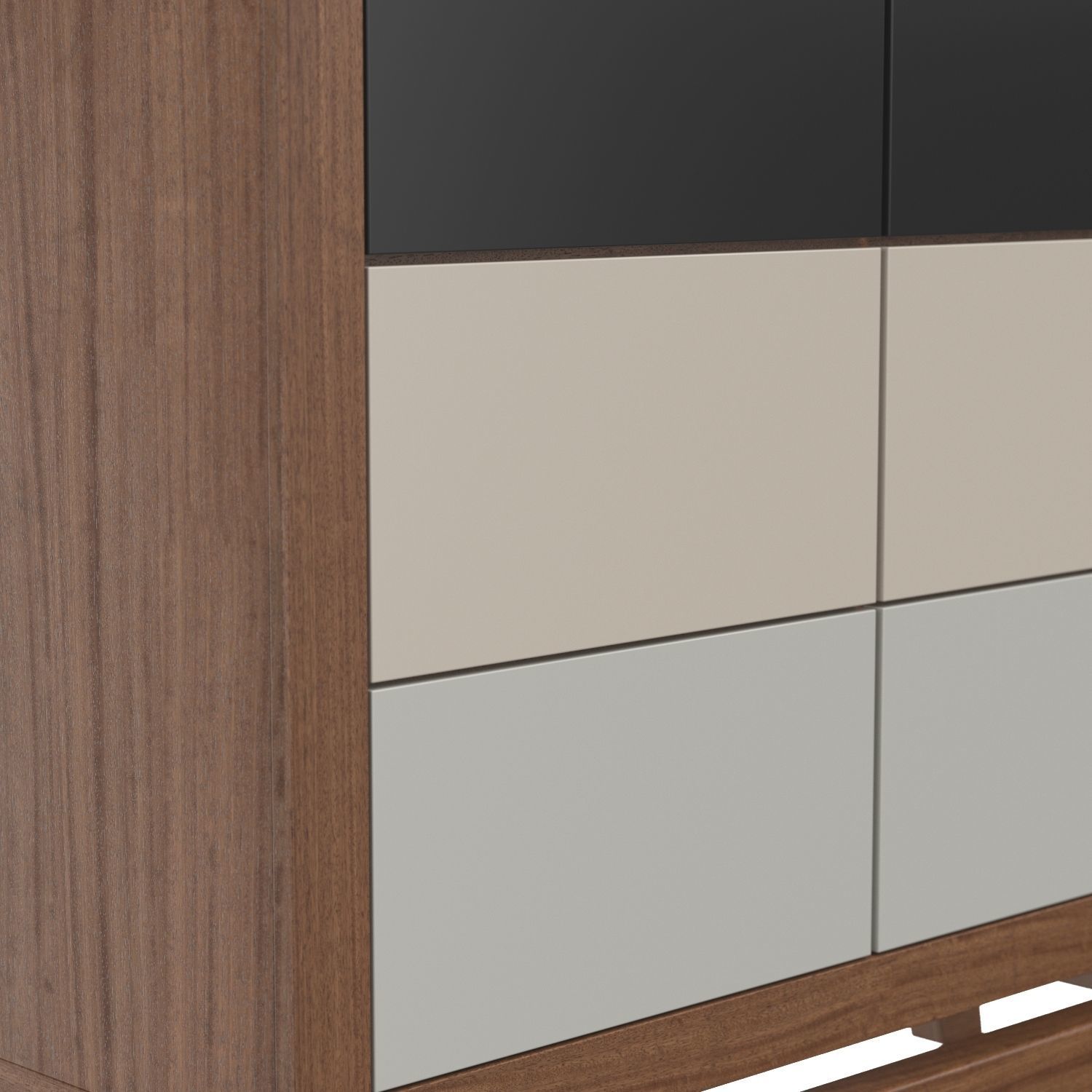 Baxton Svante Mid-Century Modern Multicolor 6-Drawer Chest 3D model_3