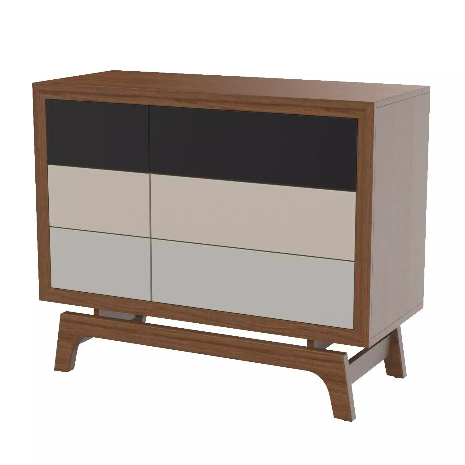 Baxton Svante Mid-Century Modern Multicolor 6-Drawer Chest 3D model_0