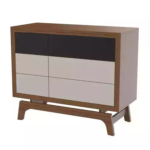 Baxton Svante Mid-Century Modern Multicolor 6-Drawer Chest 3D model