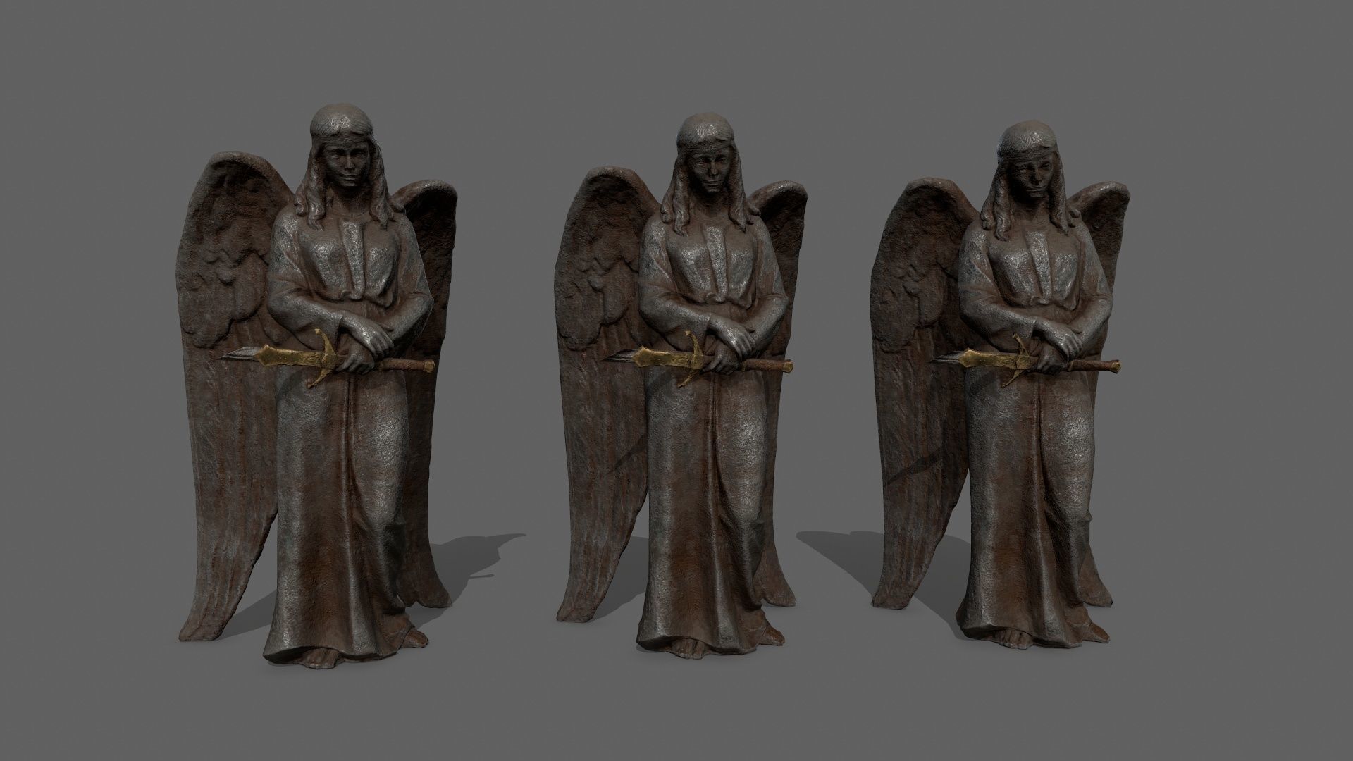 Angel Statue 1 Low-poly 3D model_8