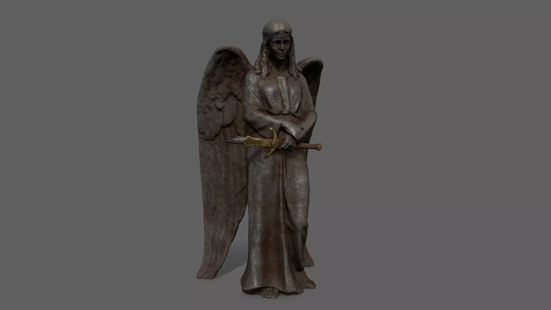 Angel Statue 1 Low-poly 3D model_0