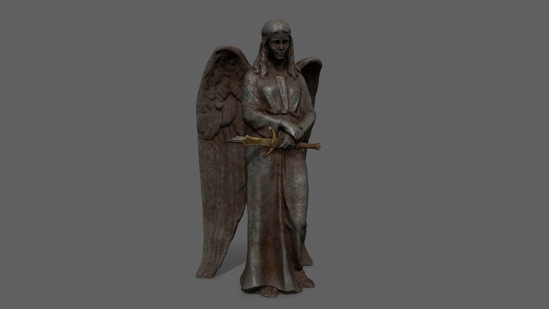 Angel Statue 1 Low-poly 3D model_1