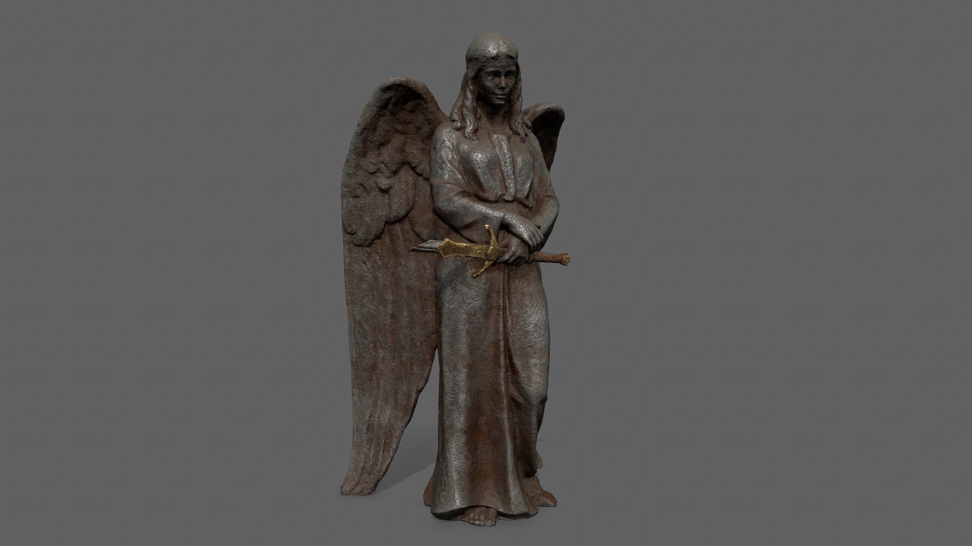 Angel Statue 1 Low-poly 3D model_7