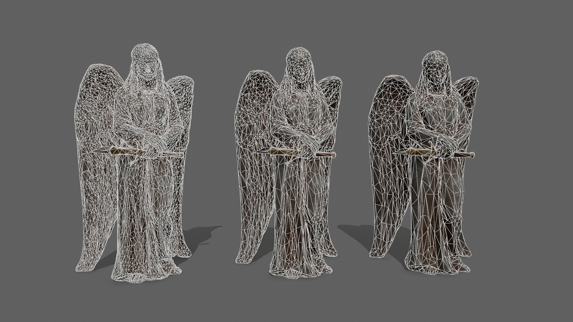 Angel Statue 1 Low-poly 3D model_9