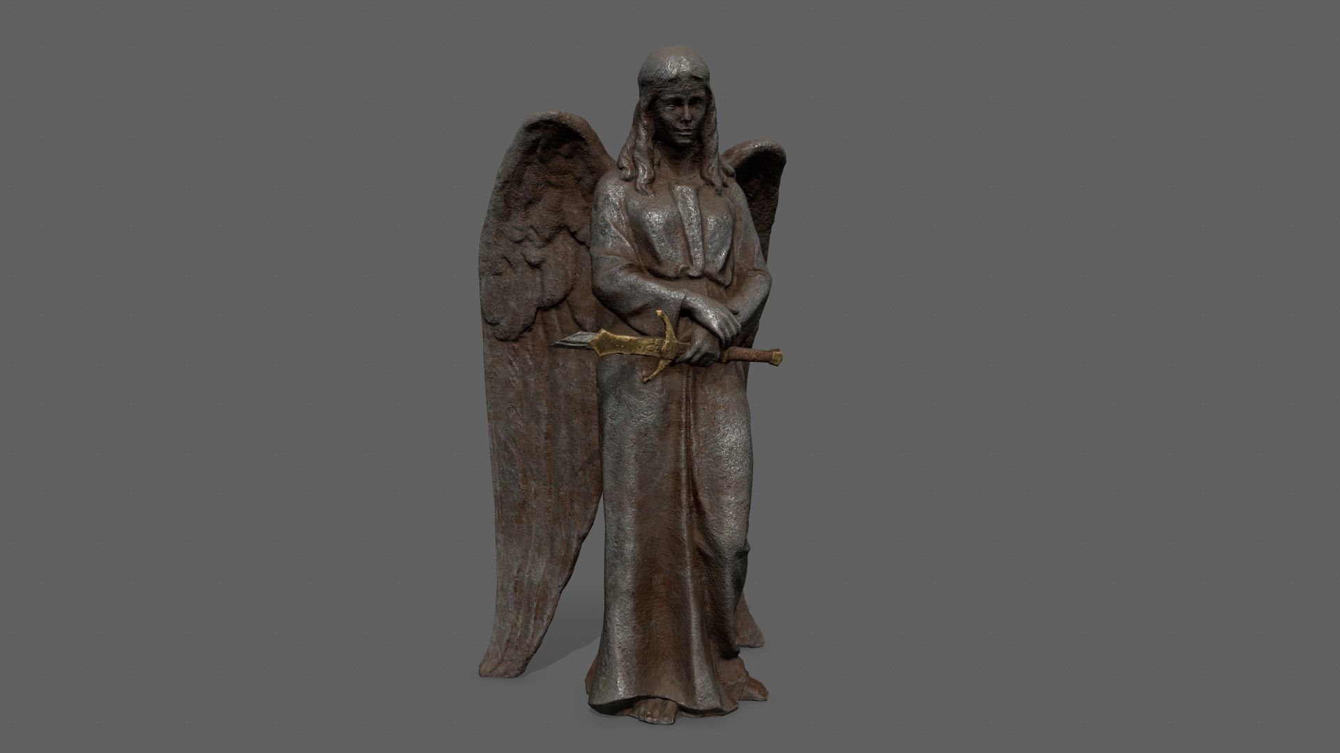 Angel Statue 1 Low-poly 3D model_2