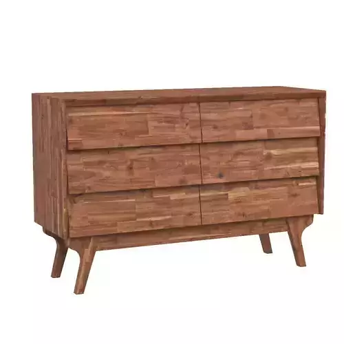 Baxton Sierra Mid-Century Modern Brown Wood 6-Drawer Dresser