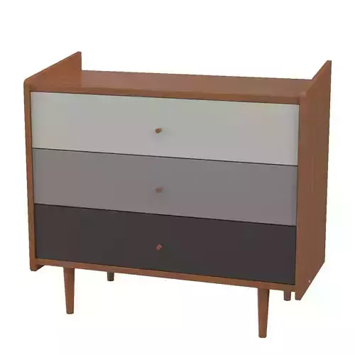 Baxton Studio Halden 3 Drawer Chest Multicolor Gray Gradient