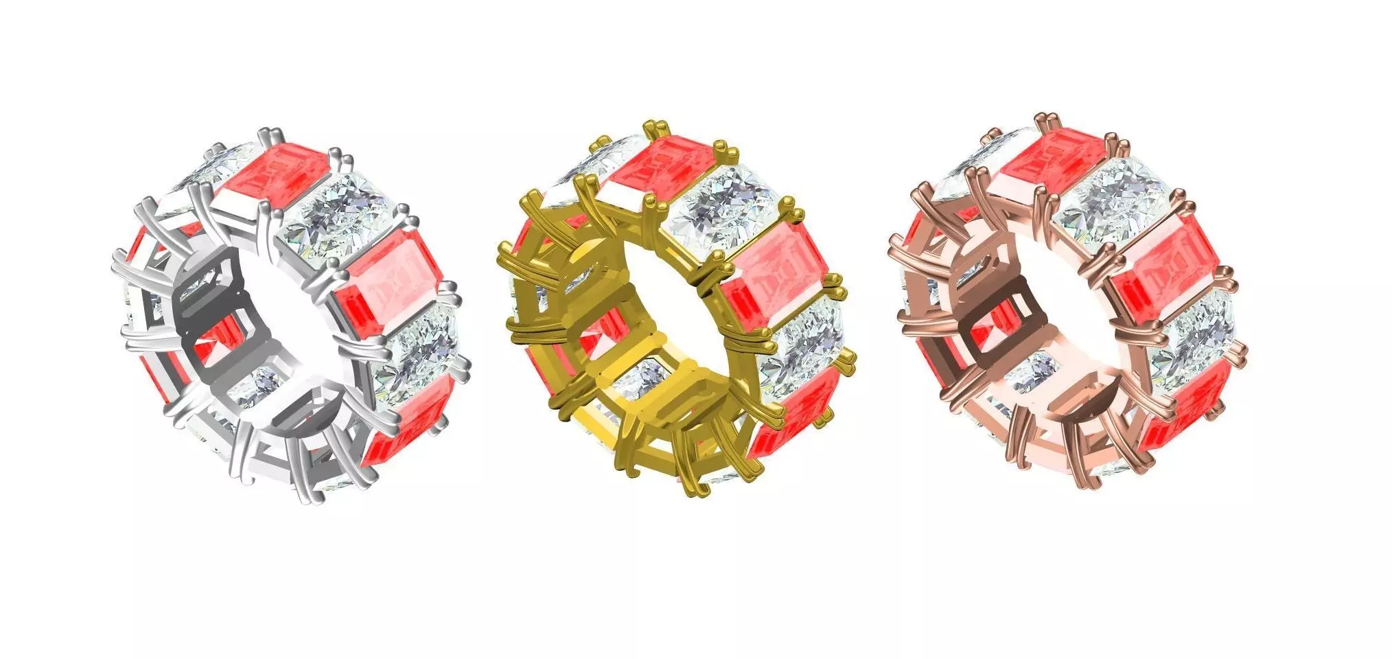 Precious Coloured Stone Eternity Band 3D print model_0