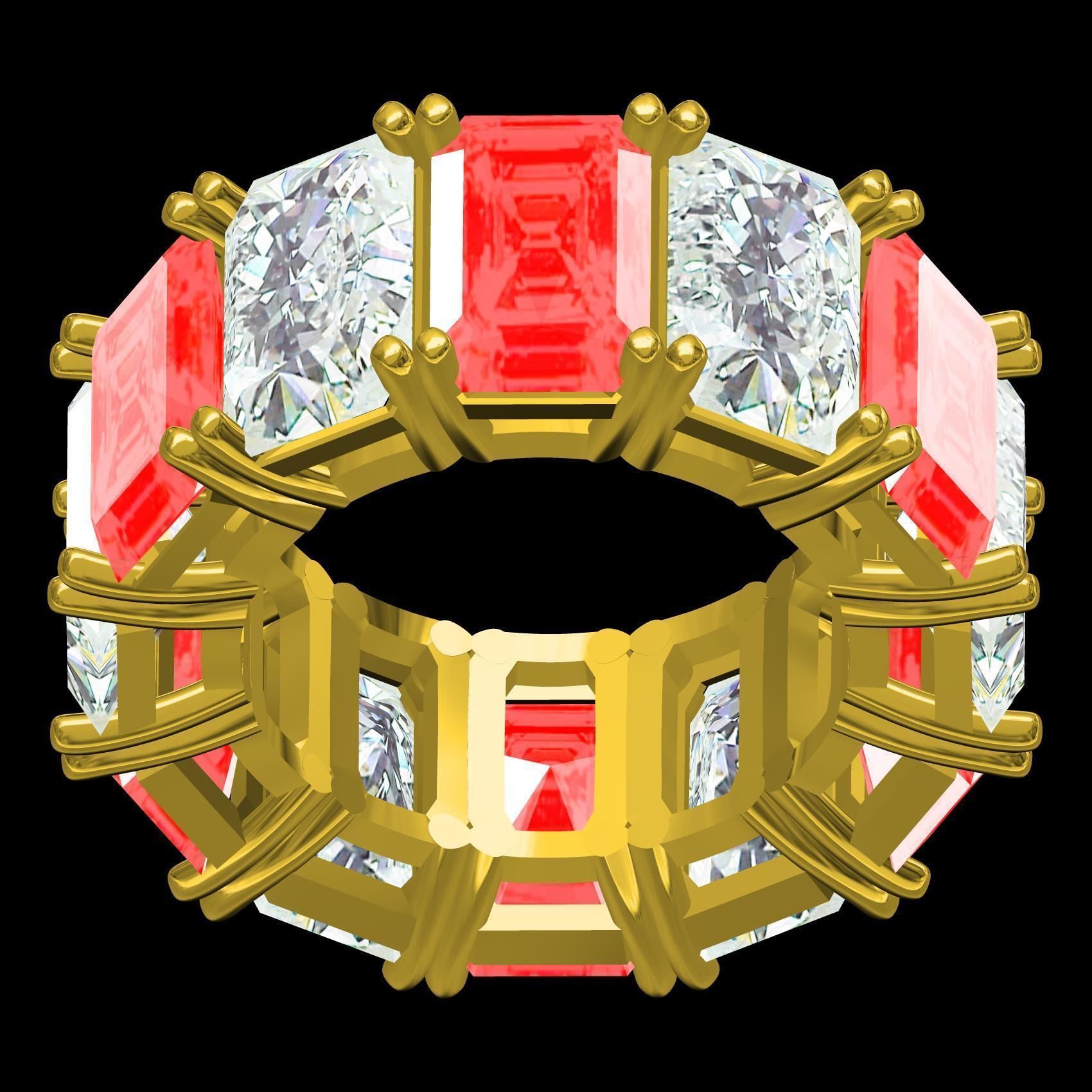 Precious Coloured Stone Eternity Band 3D print model_14