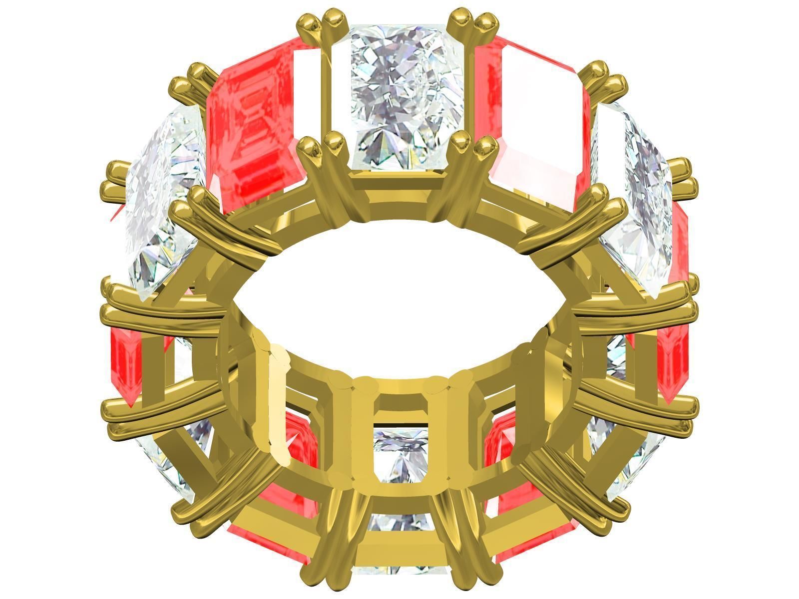 Precious Coloured Stone Eternity Band 3D print model_9