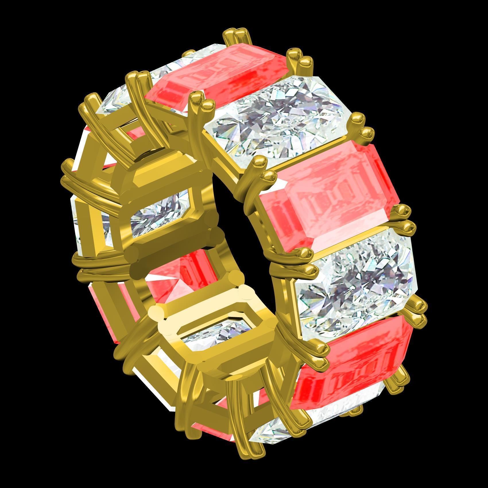 Precious Coloured Stone Eternity Band 3D print model_13