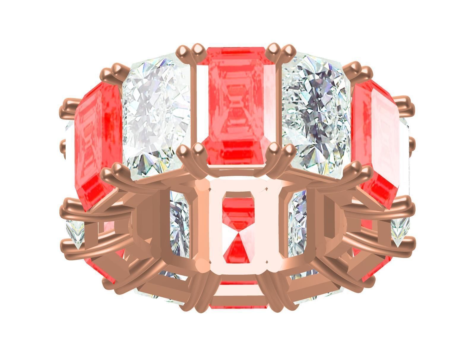 Precious Coloured Stone Eternity Band 3D print model_3