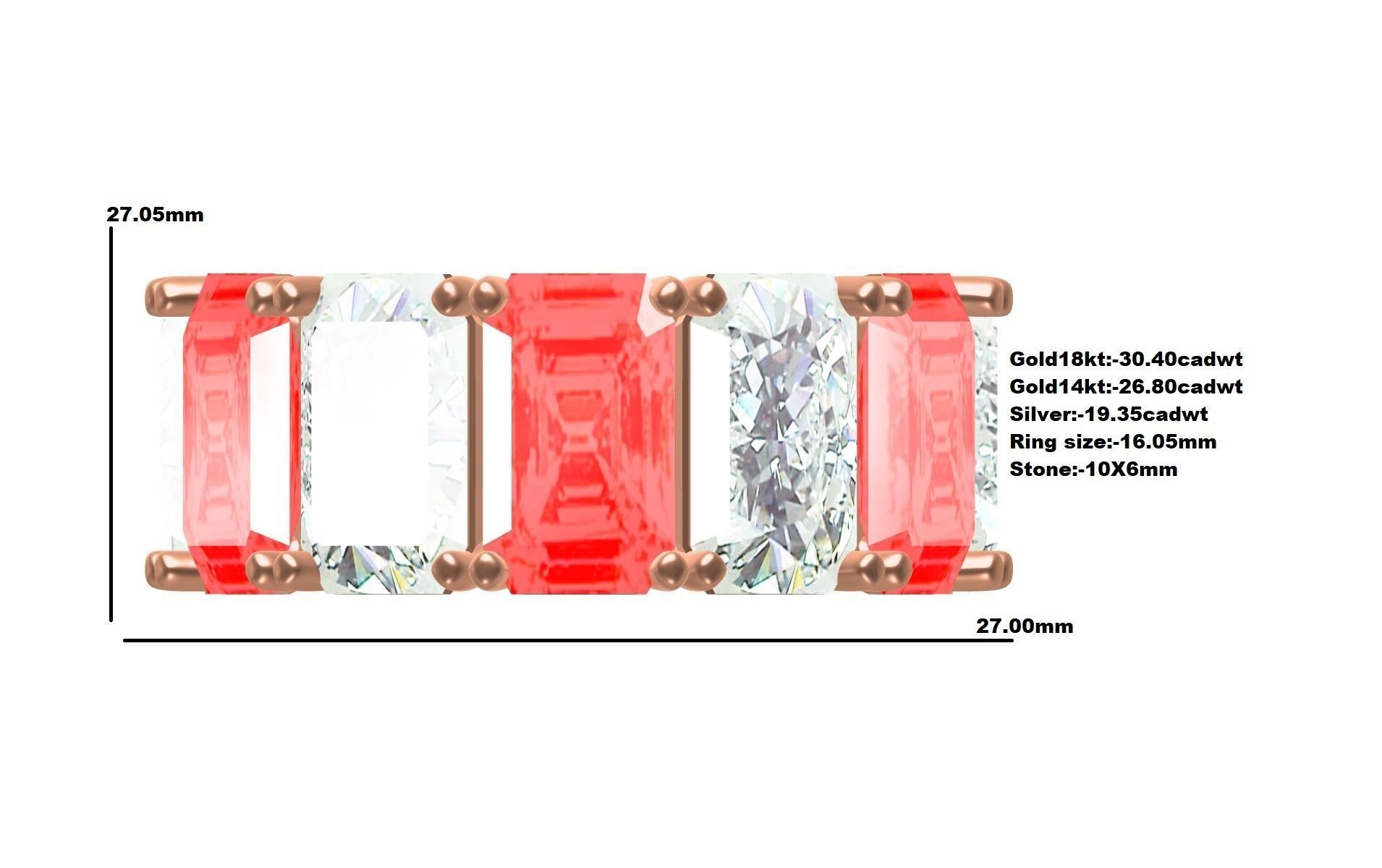 Precious Coloured Stone Eternity Band 3D print model_1