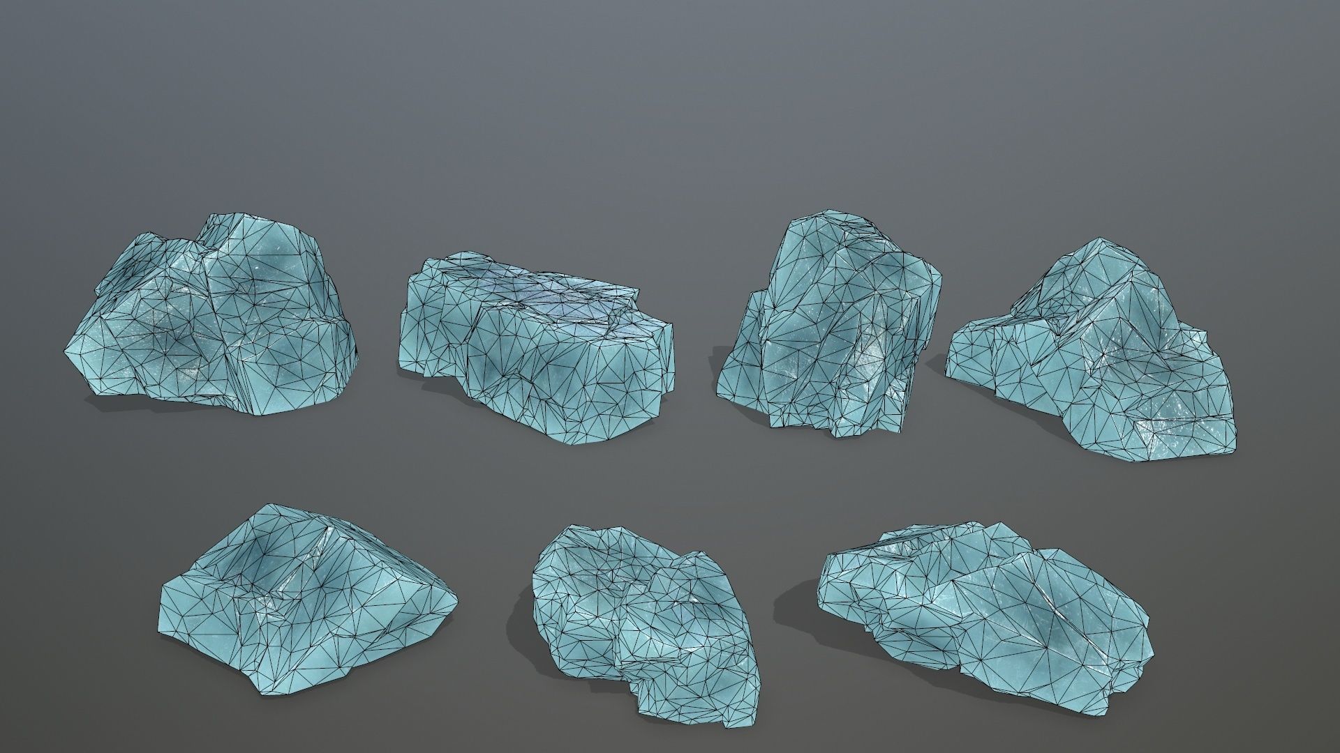 Rock Set 11 Low-poly 3D model_16