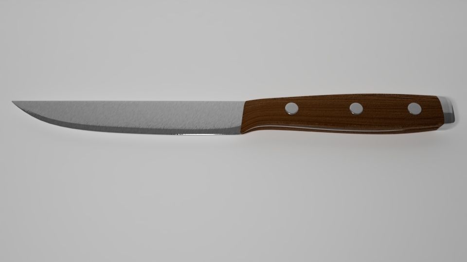 Knife with wooden handle 3D model_1
