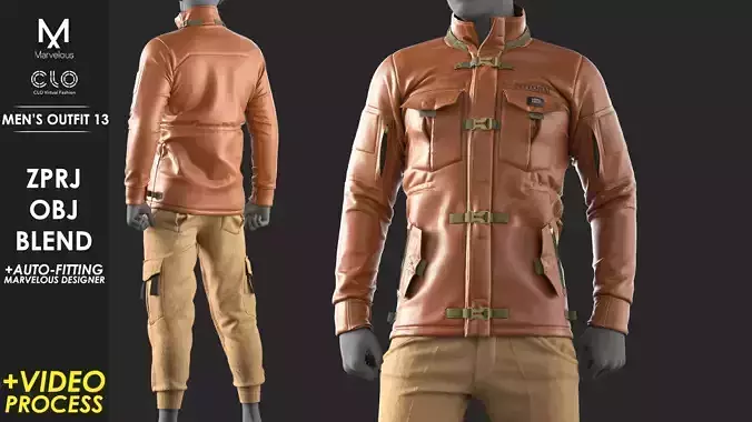 Mens Outfit 13 - Marvelous Designer with Video Process 3D model
