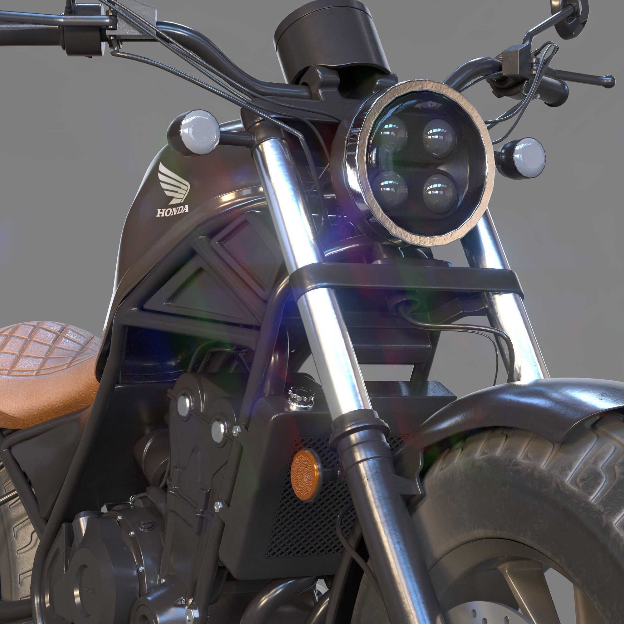 motorcycle honda Rebel 500 with high quality PBR textures 3D model_13