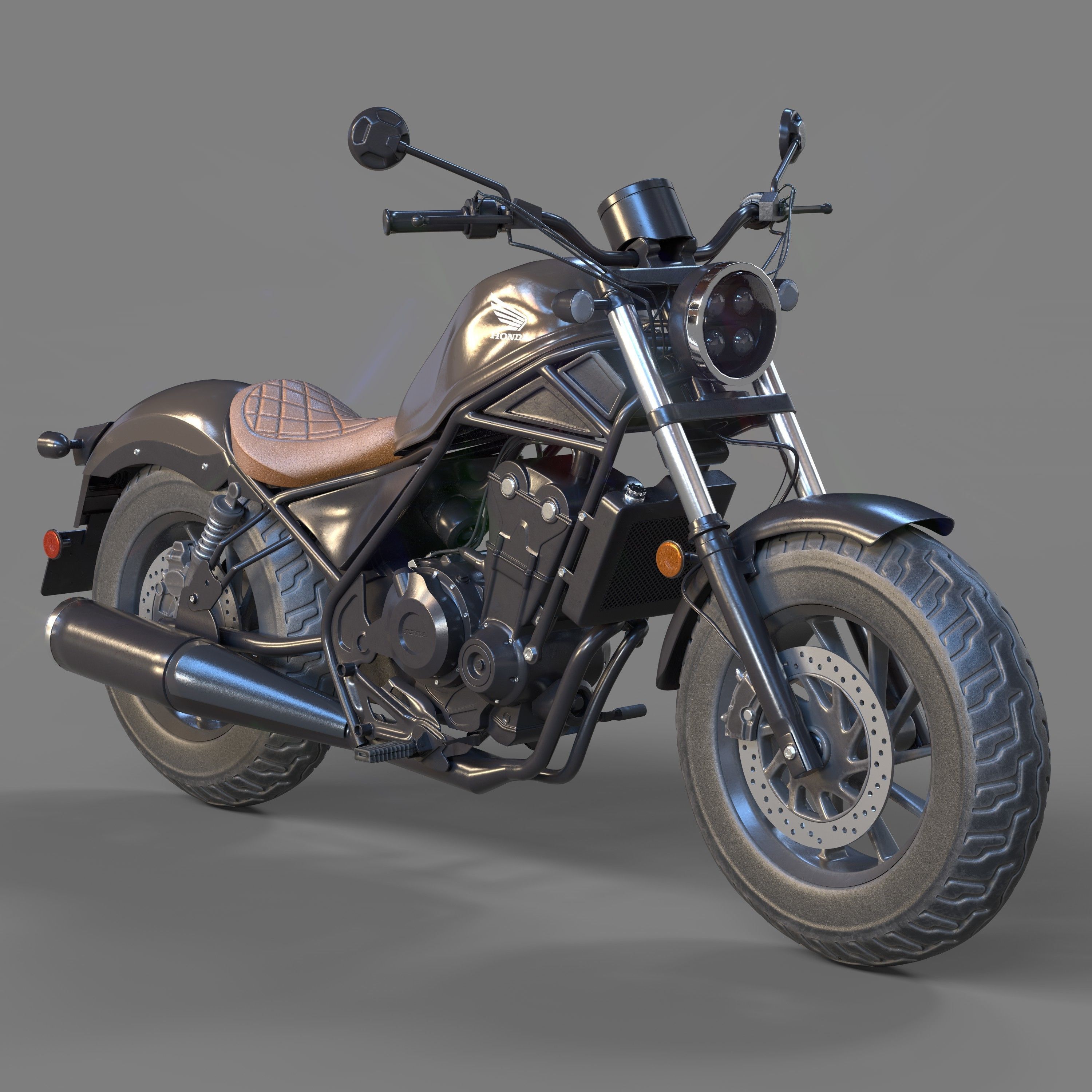 motorcycle honda Rebel 500 with high quality PBR textures 3D model_17