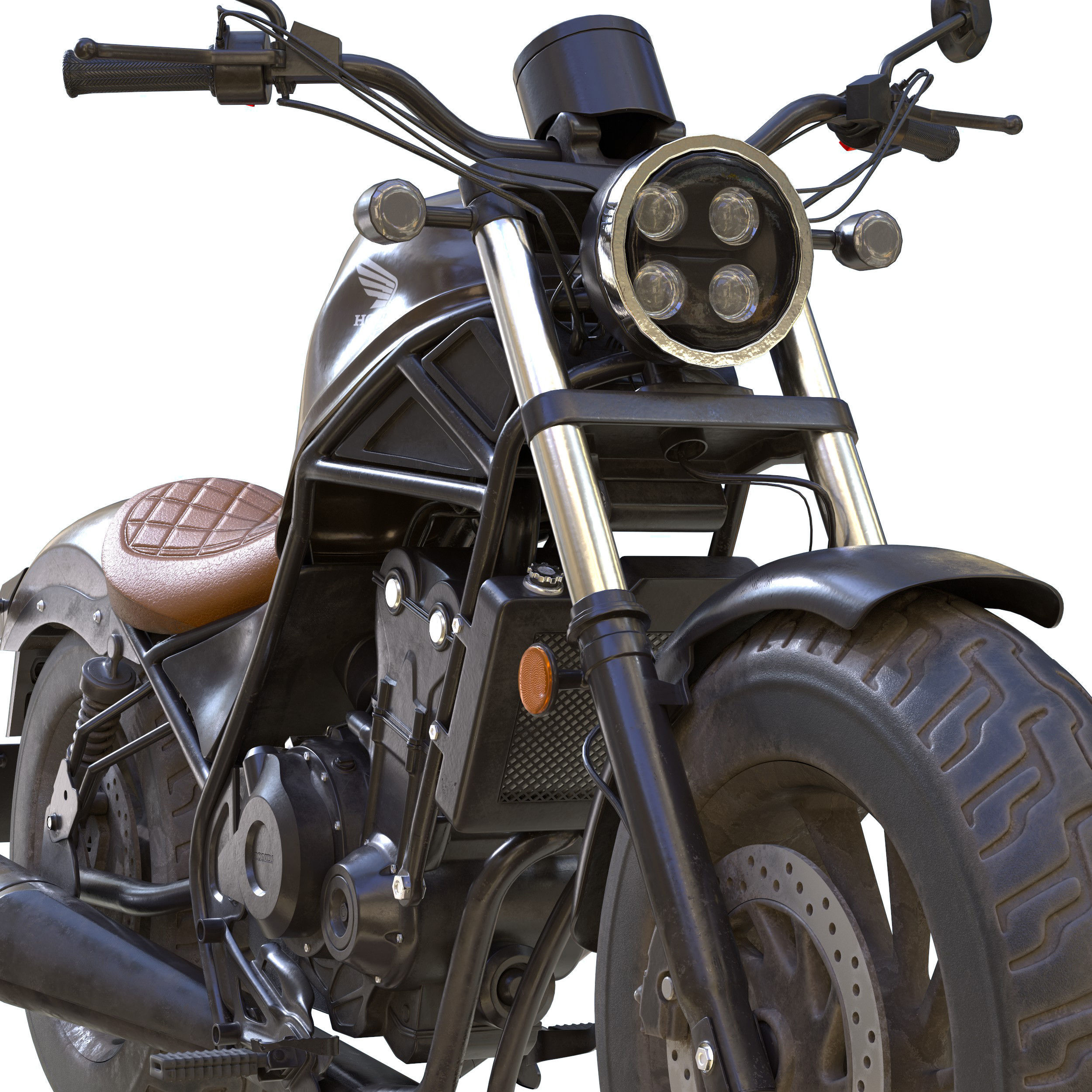 motorcycle honda Rebel 500 with high quality PBR textures 3D model_10