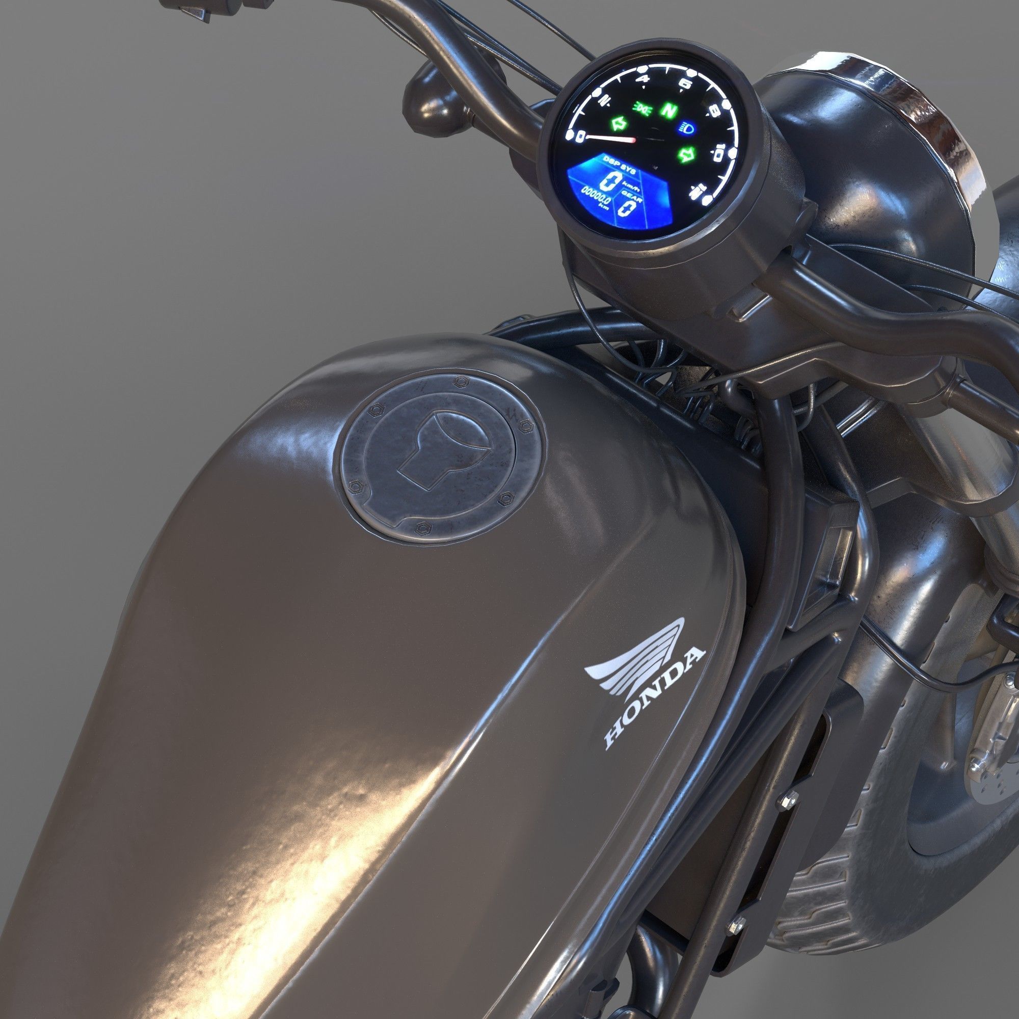 motorcycle honda Rebel 500 with high quality PBR textures 3D model_14