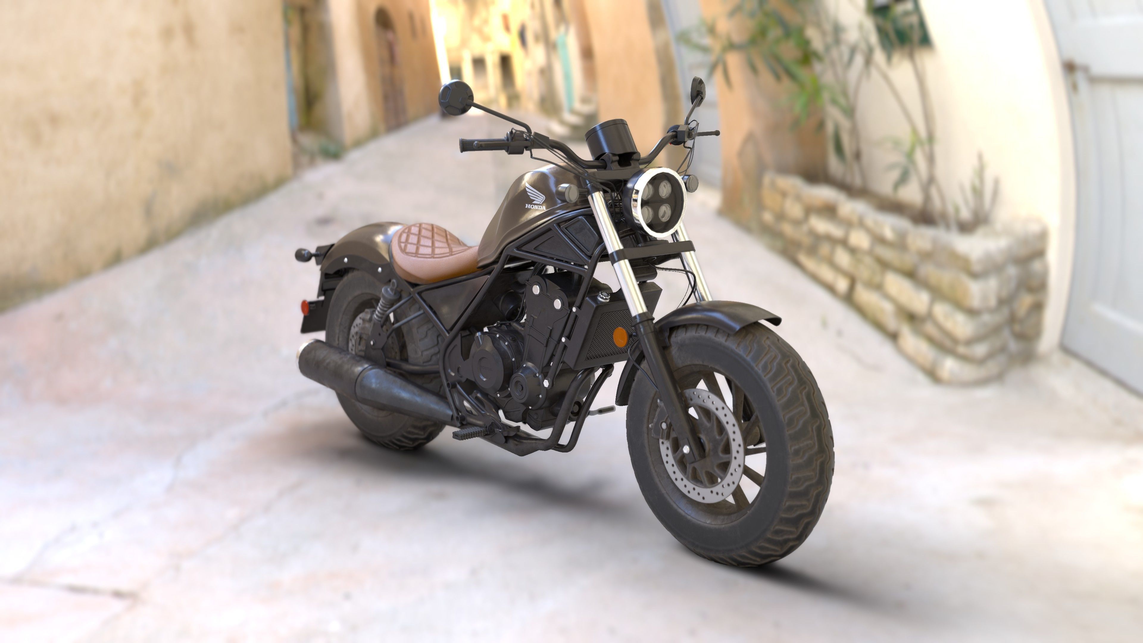 motorcycle honda Rebel 500 with high quality PBR textures 3D model_3