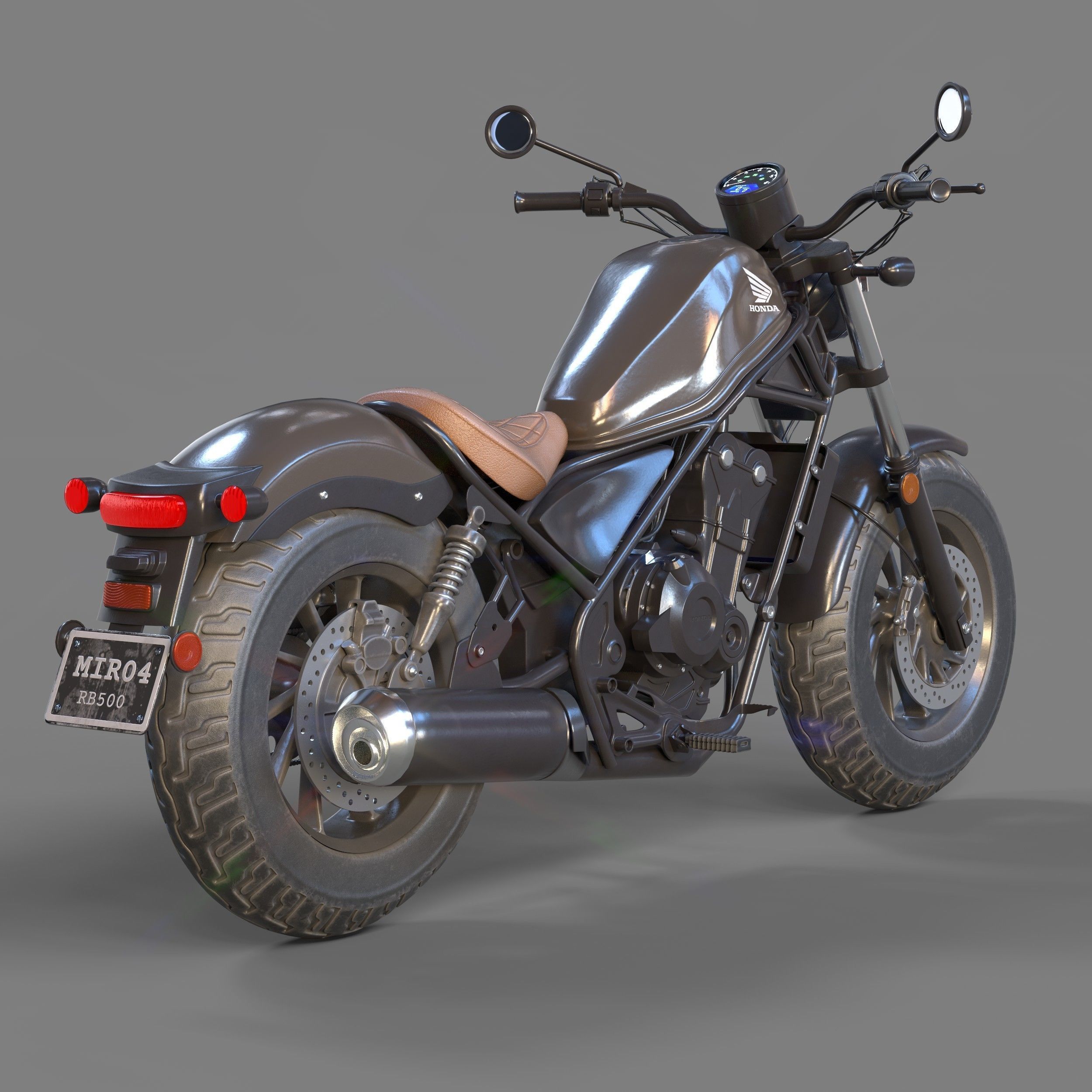 motorcycle honda Rebel 500 with high quality PBR textures 3D model_12