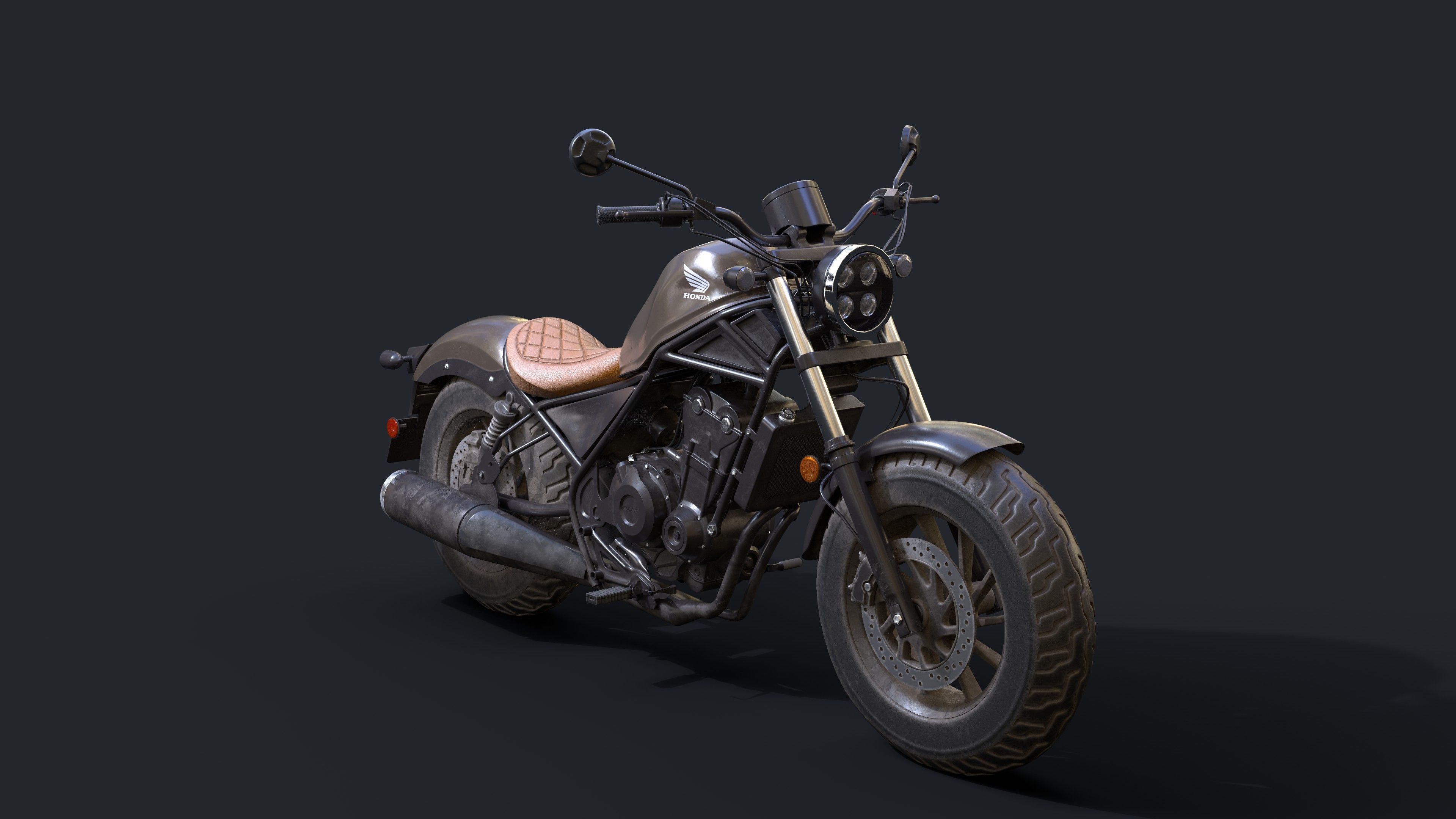 motorcycle honda Rebel 500 with high quality PBR textures 3D model_5