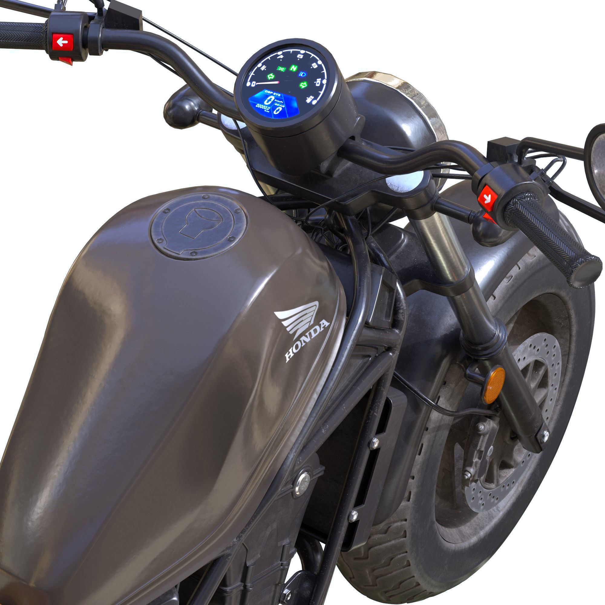motorcycle honda Rebel 500 with high quality PBR textures 3D model_9