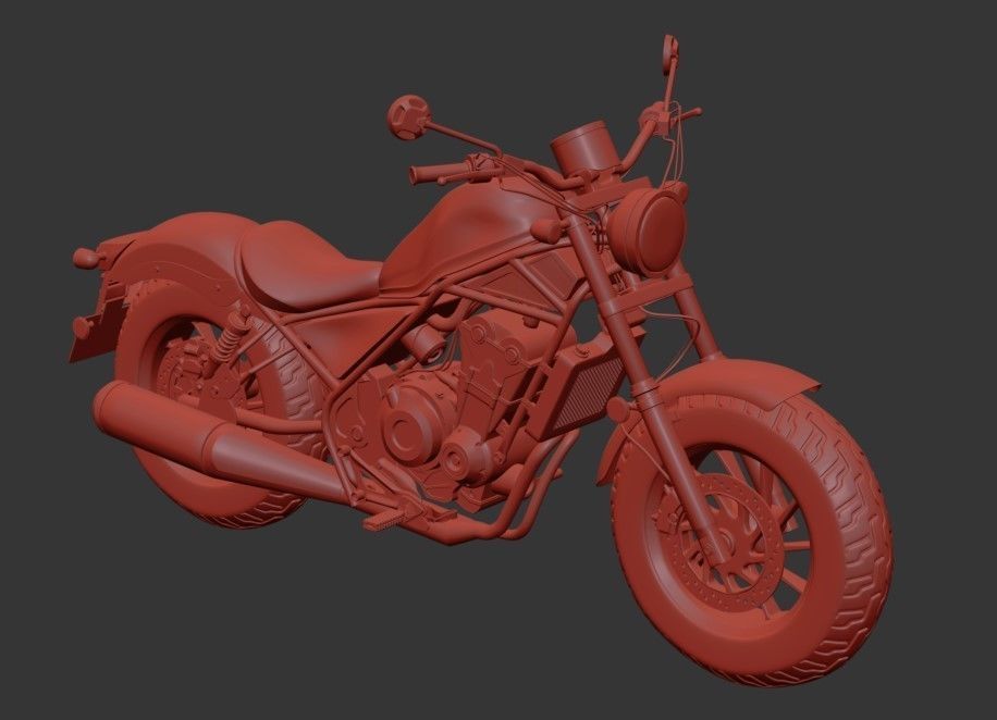 motorcycle honda Rebel 500 with high quality PBR textures 3D model_19