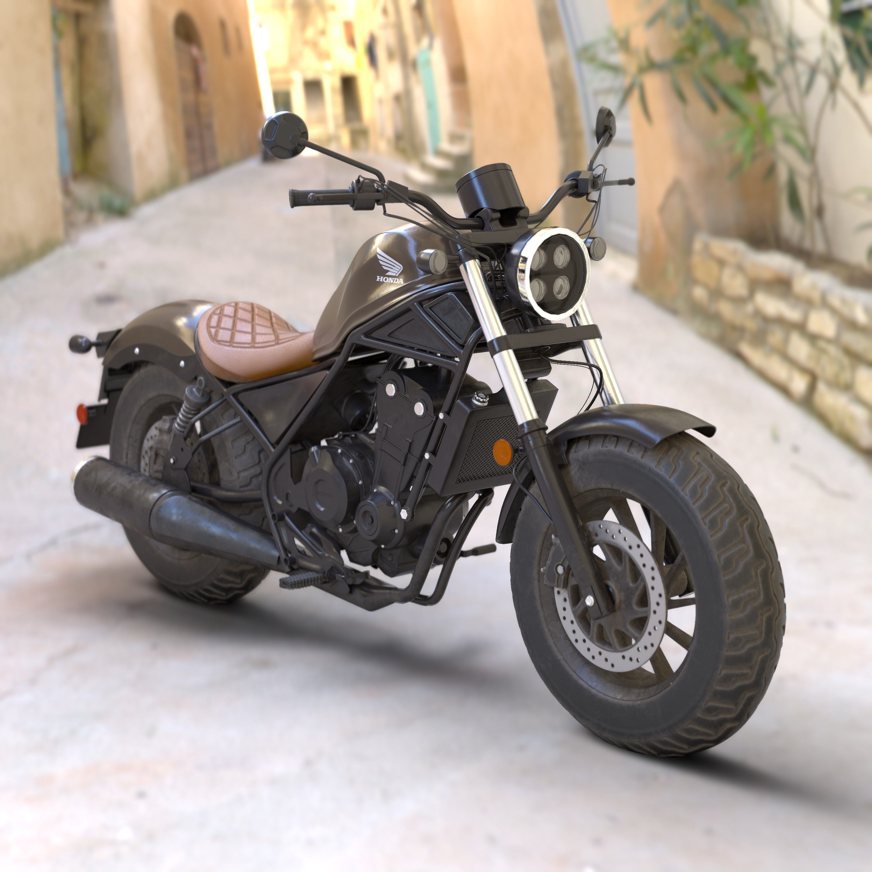 motorcycle honda Rebel 500 with high quality PBR textures 3D model_4