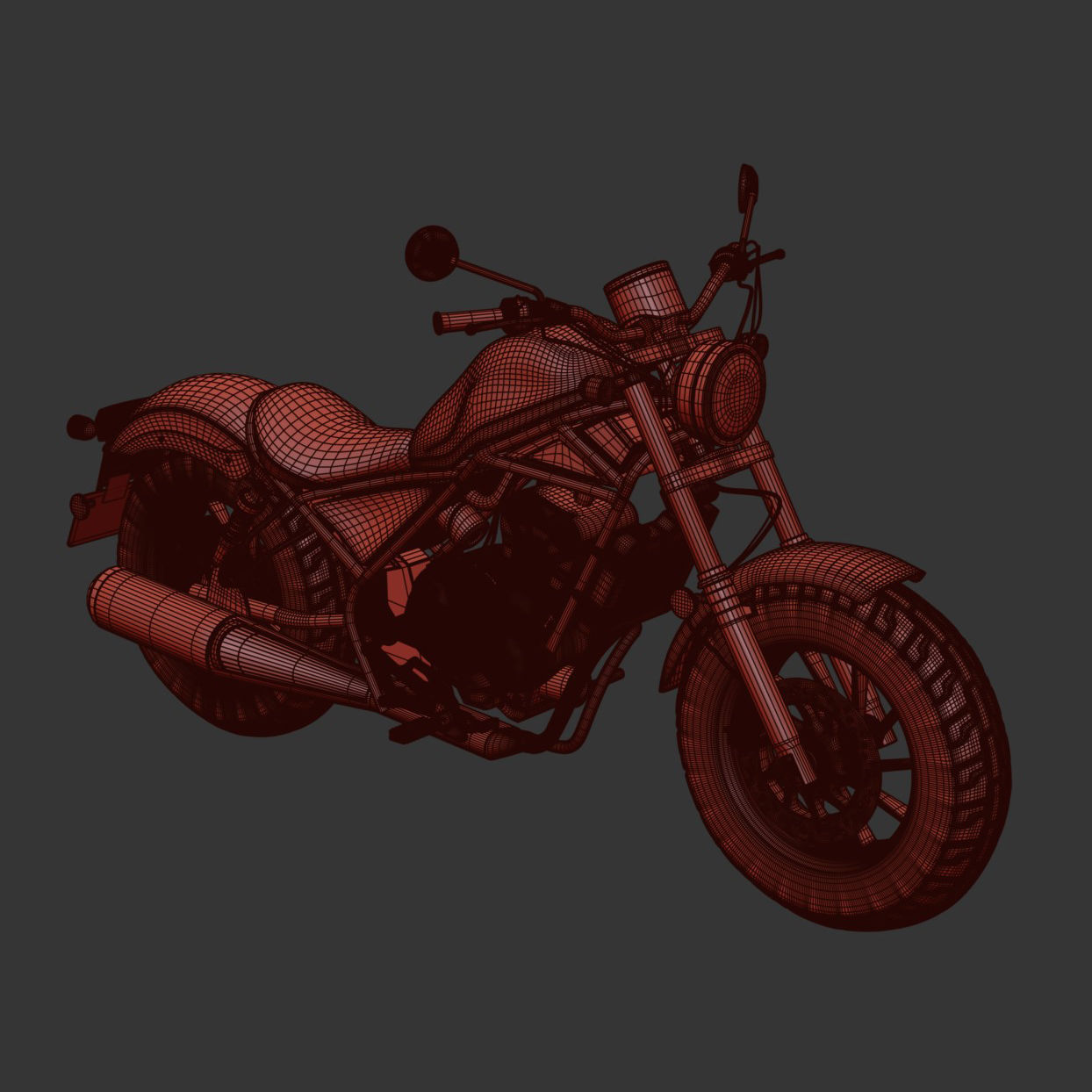 motorcycle honda Rebel 500 with high quality PBR textures 3D model_18