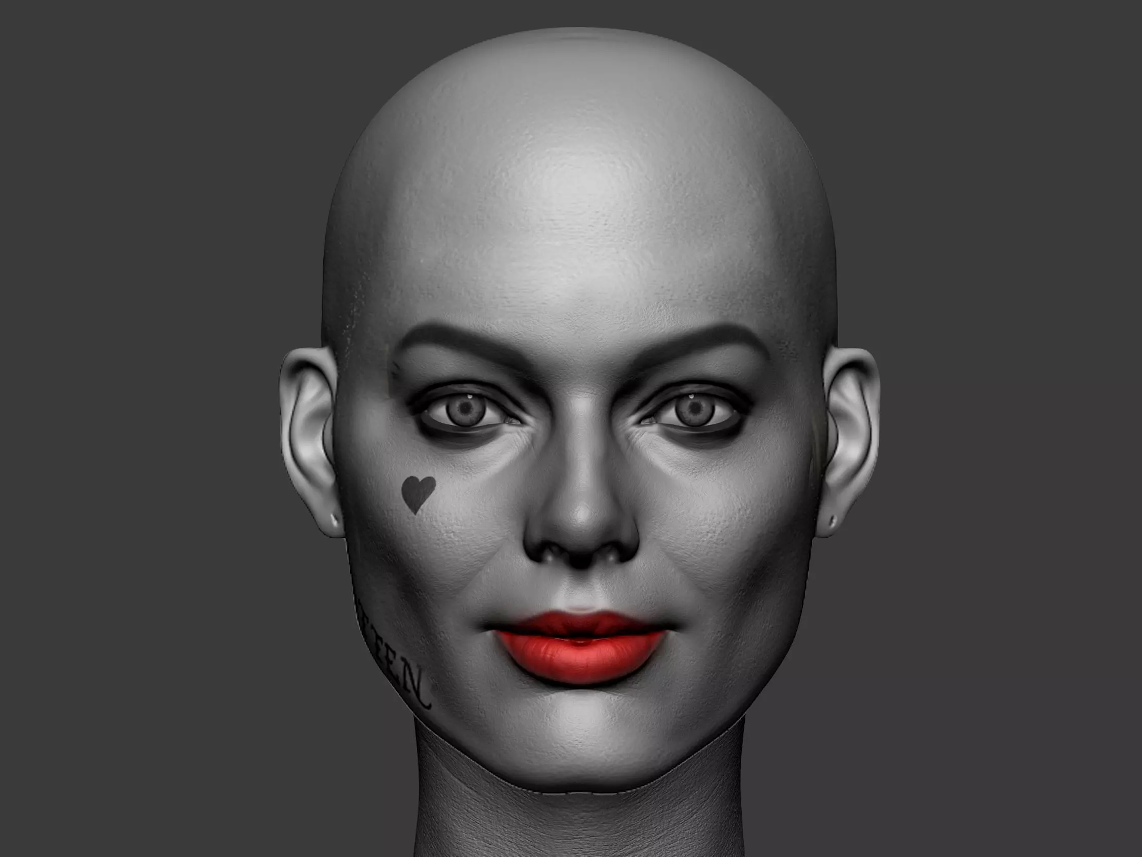 Harley Quinn 3D printable bold head  3D print model_0