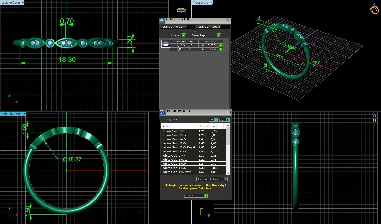 Half-Set Leaf Style Diamond Band 3D print model_6