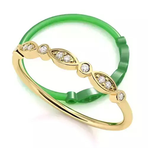 Half-Set Leaf Style Diamond Band 3D print model Half-Set Leaf Style Diamond Band 3D print model