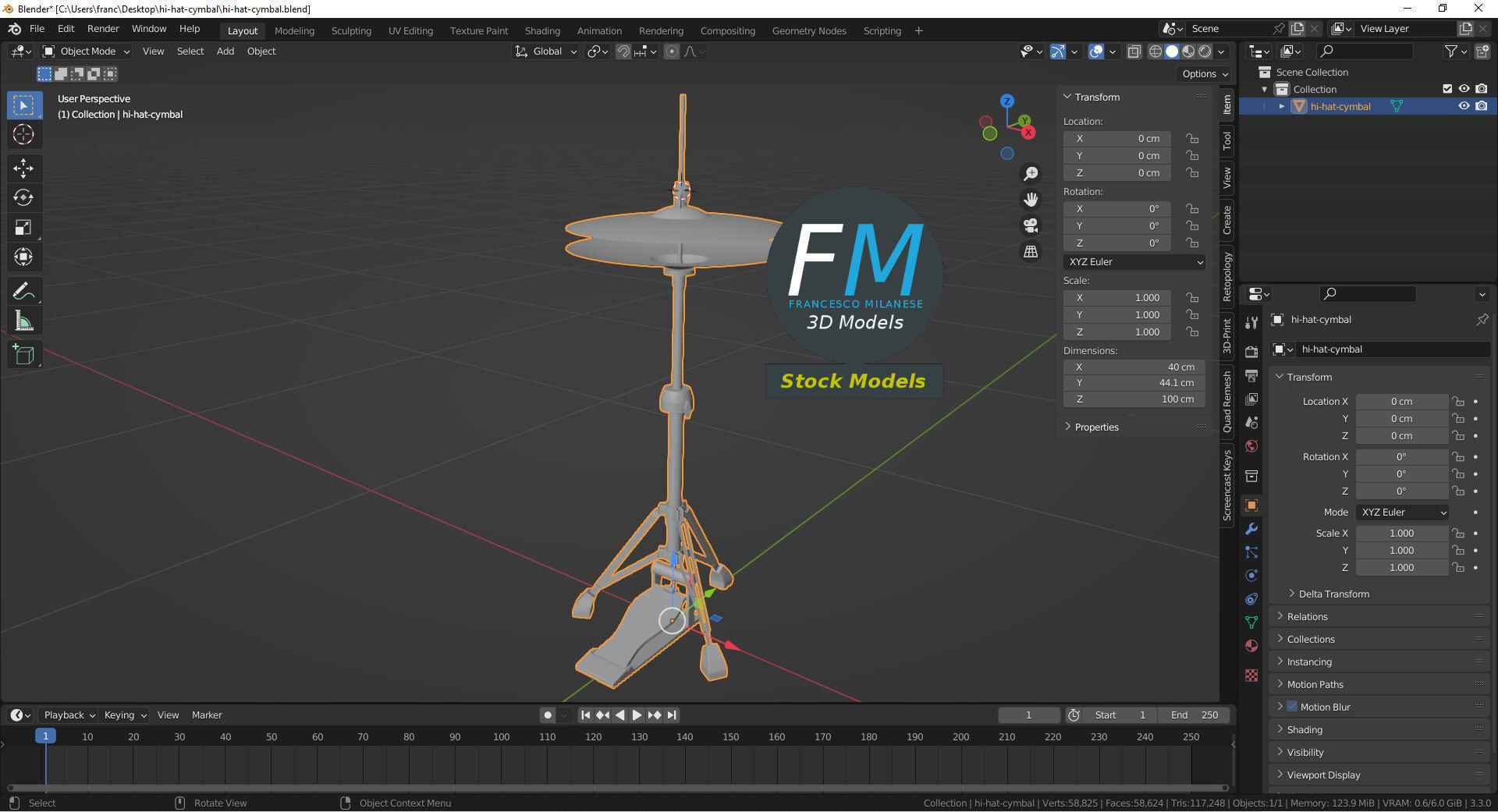 Hi-hat cymbal 3D model_9