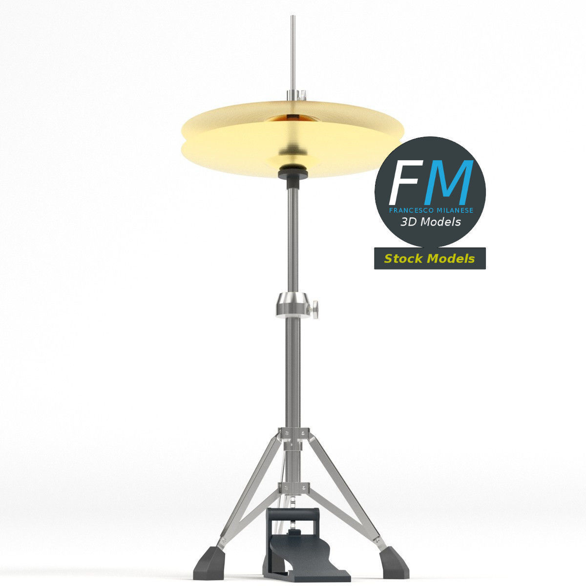 Hi-hat cymbal 3D model_4