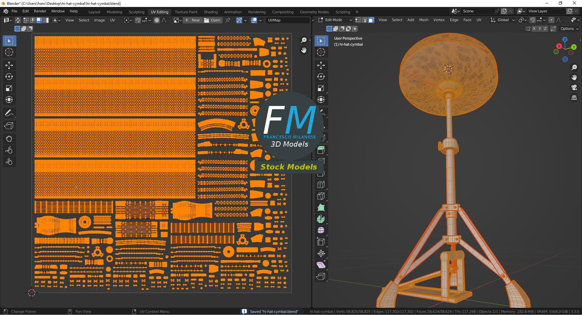 Hi-hat cymbal 3D model_10