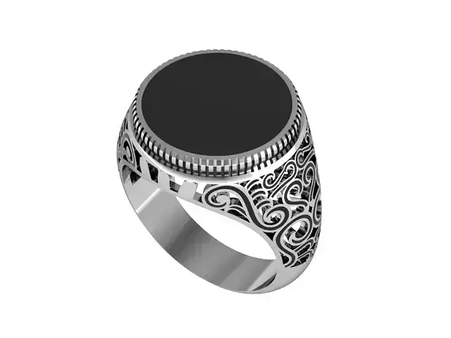 mens  inlay lapies carving ring