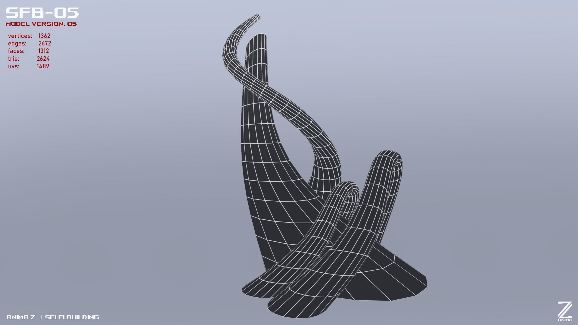 Scifi building Low-poly 3D model_13