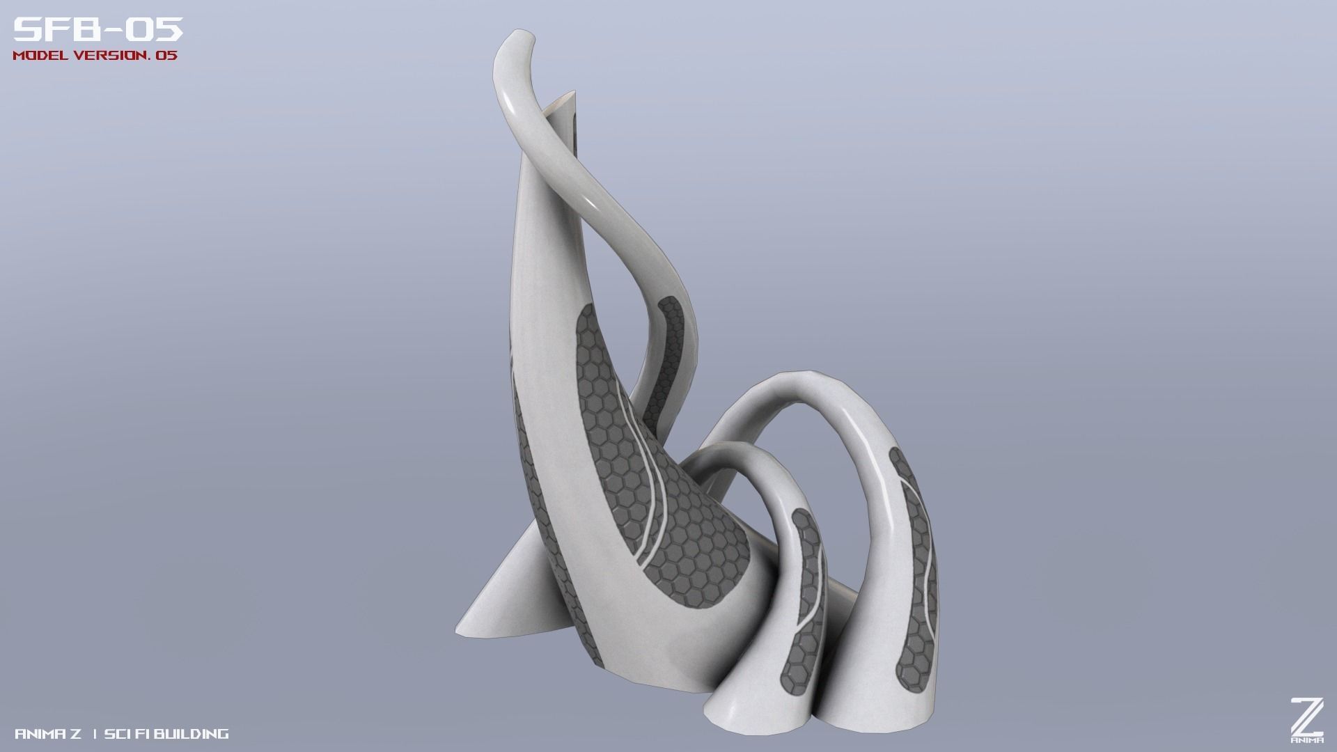 Scifi building Low-poly 3D model_6