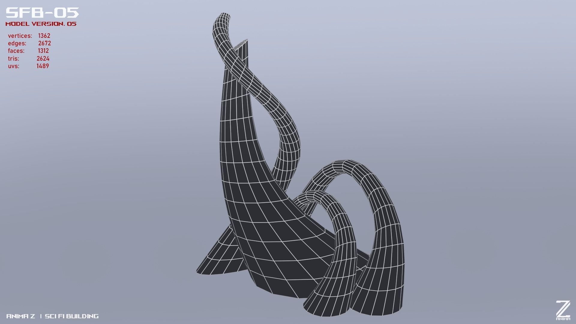 Scifi building Low-poly 3D model_12