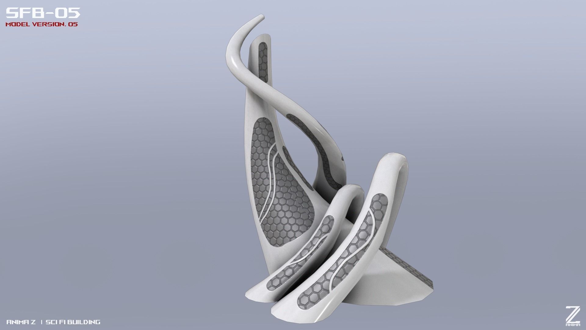 Scifi building Low-poly 3D model_7